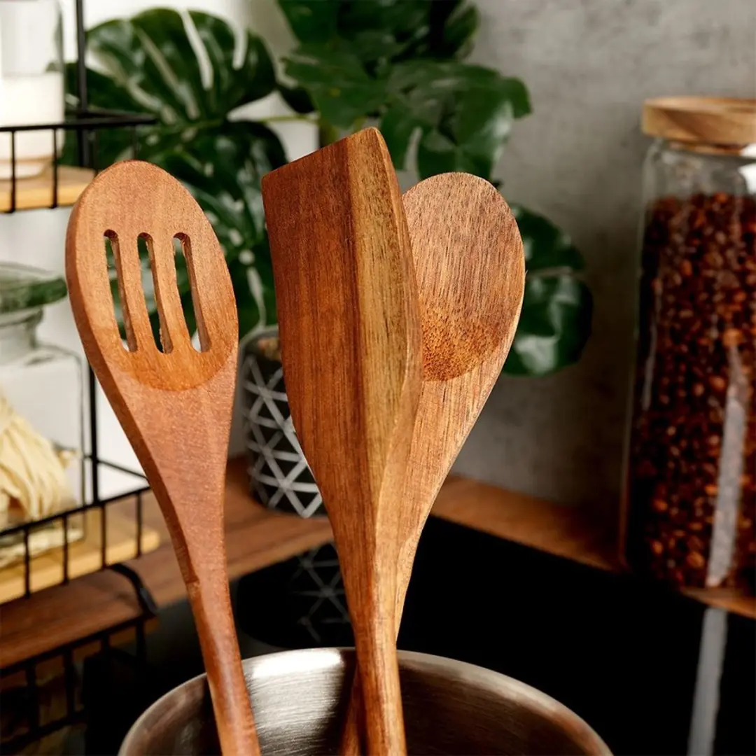 Excellent Houseware Acaciahout Keukengereedschapset 3-delig
