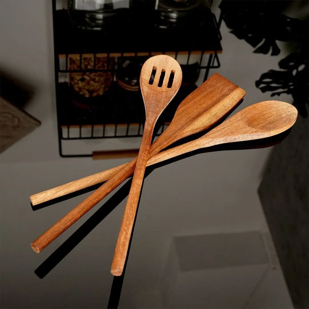 Excellent Houseware Acaciahout Keukengereedschapset 3-delig