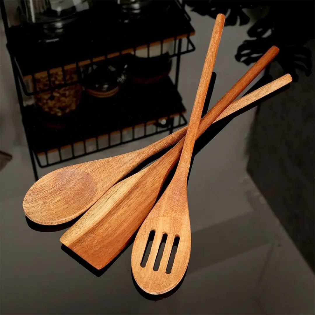 Excellent Houseware Acaciahout Keukengereedschapset 3-delig
