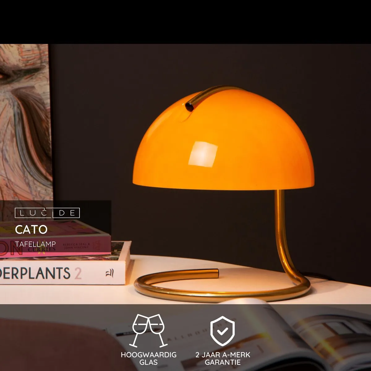 Lucide CATO Tafellamp - Ø23,5cm - Oranje
