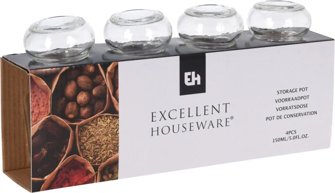 Excellent Houseware Kruidenpotjes 8-delig - 150ml - Transparant