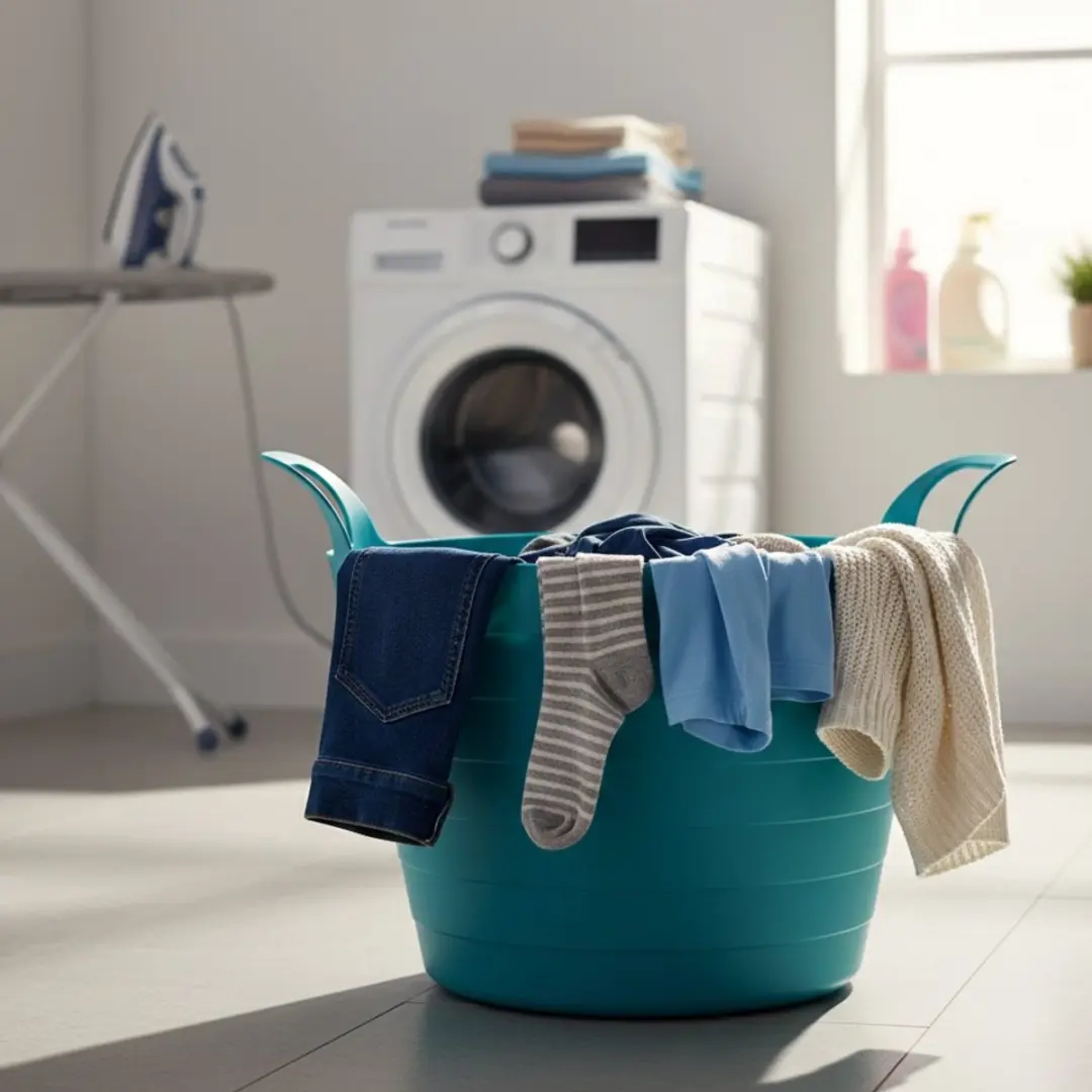 Excellent Houseware Flexibele Wasmand 30L - 3 Stuks - Petrolblauw