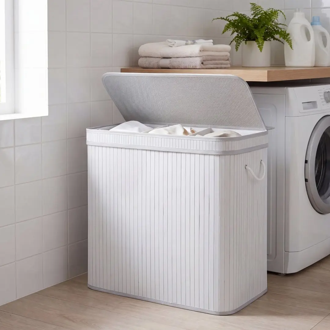 Songmics Wasmand Bamboe 150L - Grijs