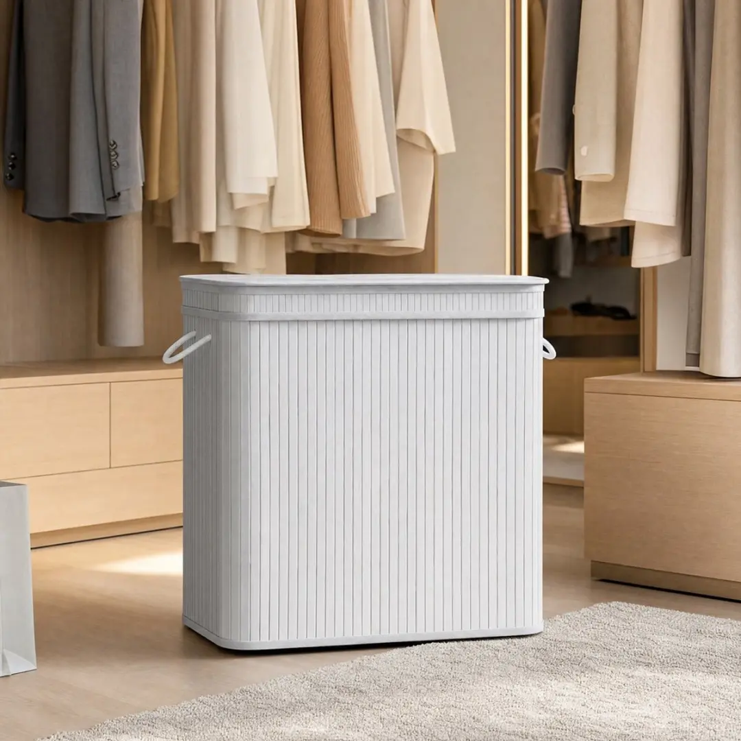 Songmics Wasmand Bamboe 150L - Grijs
