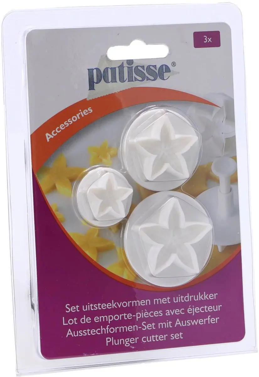 Patisse Plunger Cutter Calyx Uitsteekvormen - 3-delig - Wit