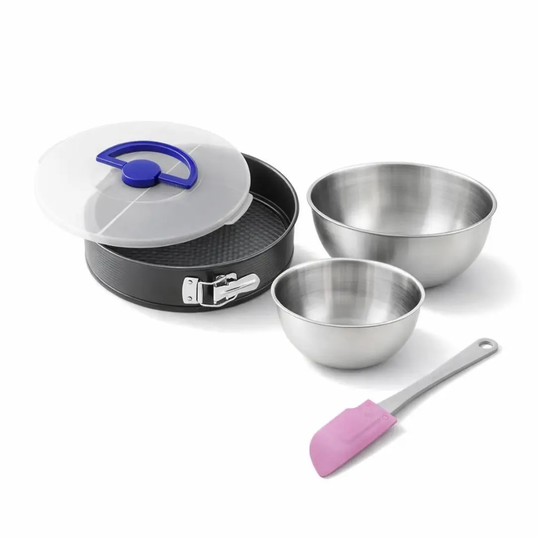 Zenker Patisserie Set - Springvorm 26cm & 2 RVS Kommen - Zwart