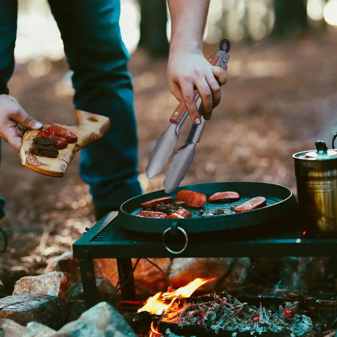 Westmark Classic Wood Mini Barbecuetang - 27cm - Zilver/Bruin