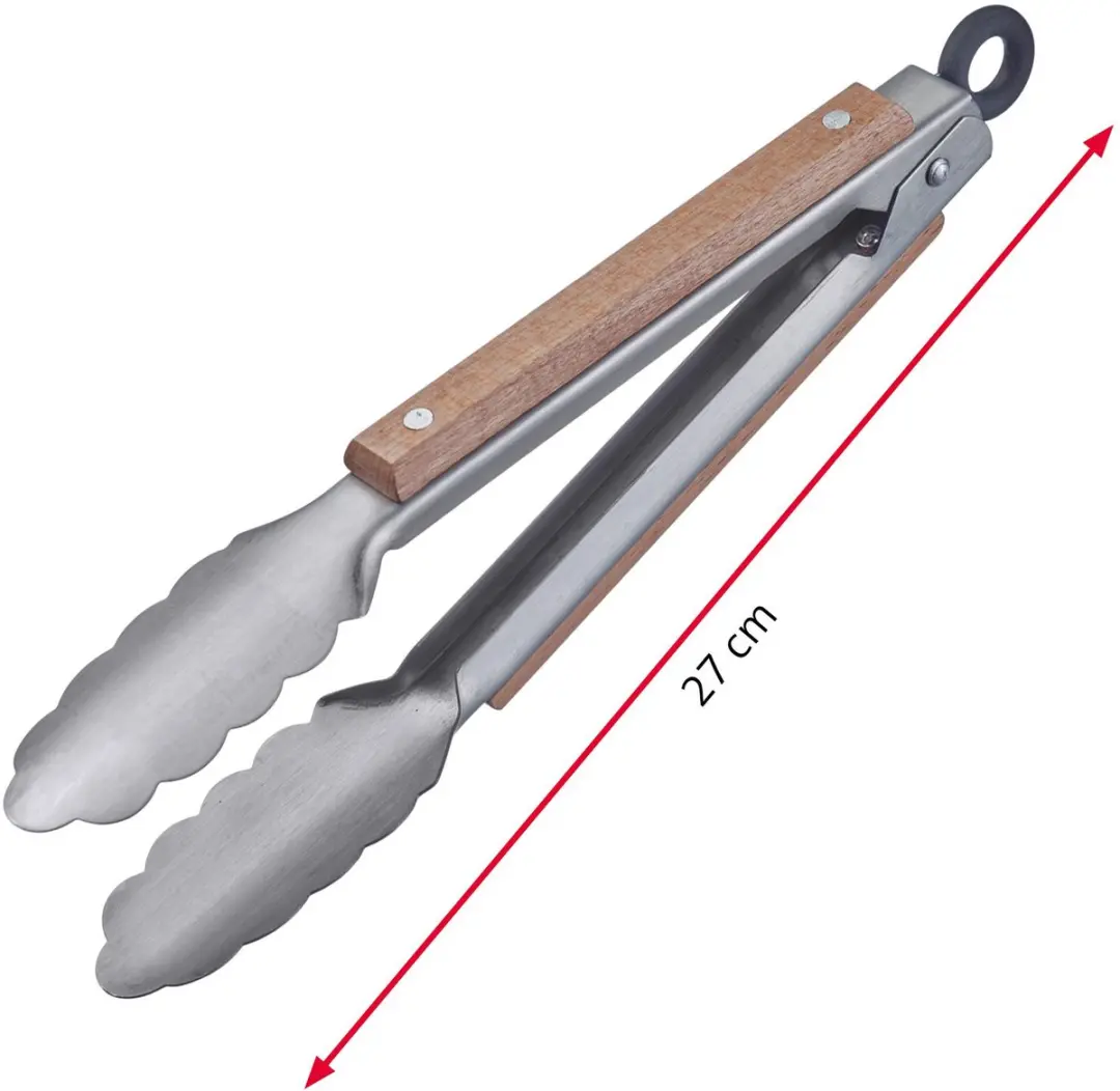 Westmark Classic Wood Mini Barbecuetang - 27cm - Zilver/Bruin