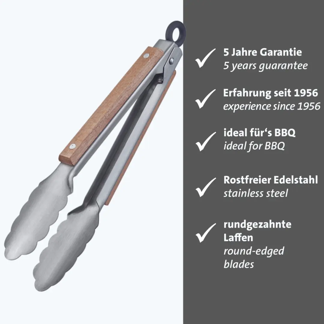 Westmark Classic Wood Mini Barbecuetang - 27cm - Zilver/Bruin