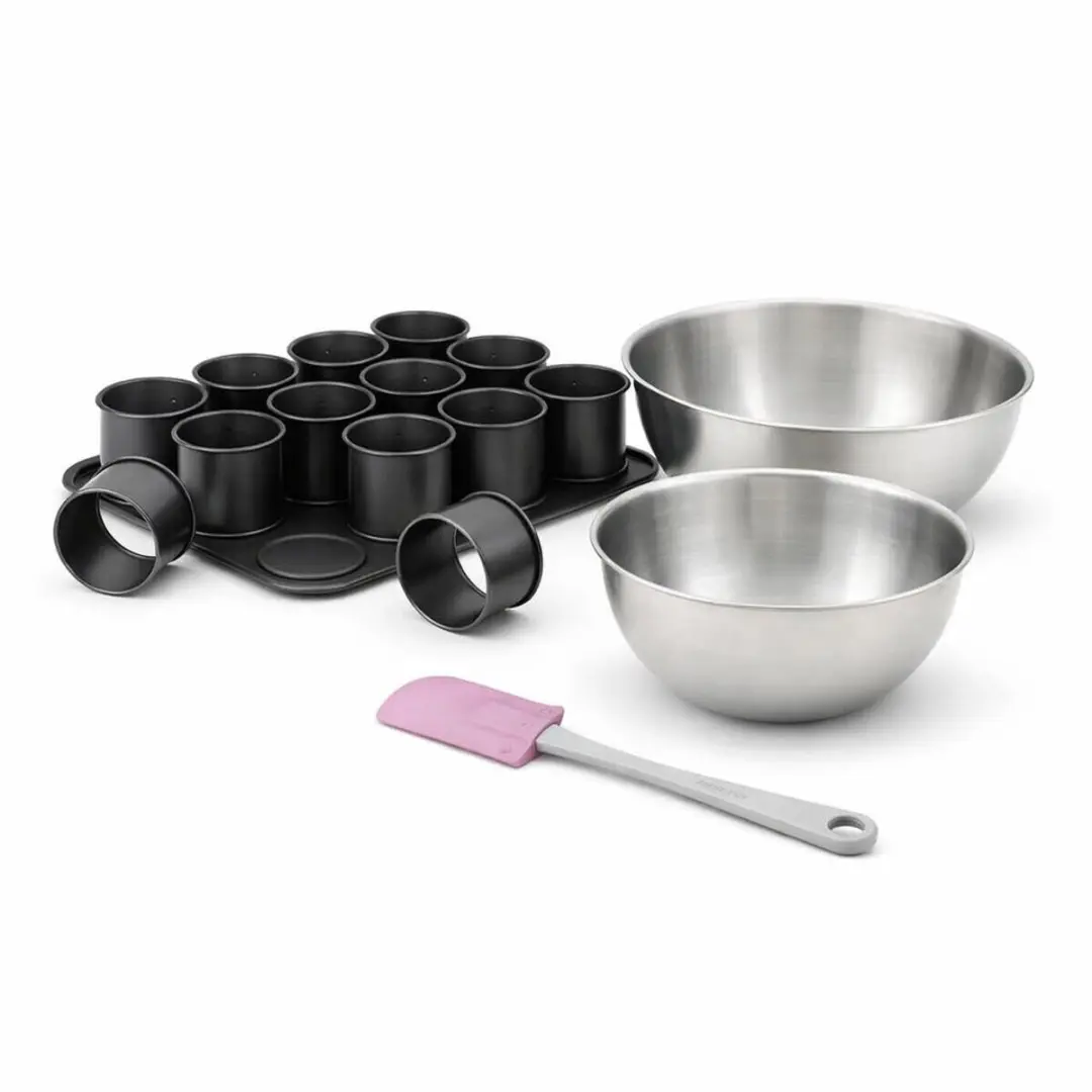 Zenker Mini Bakplaat Set - 12 Stuks - 2 Mengkommen 25cm - Zwart
