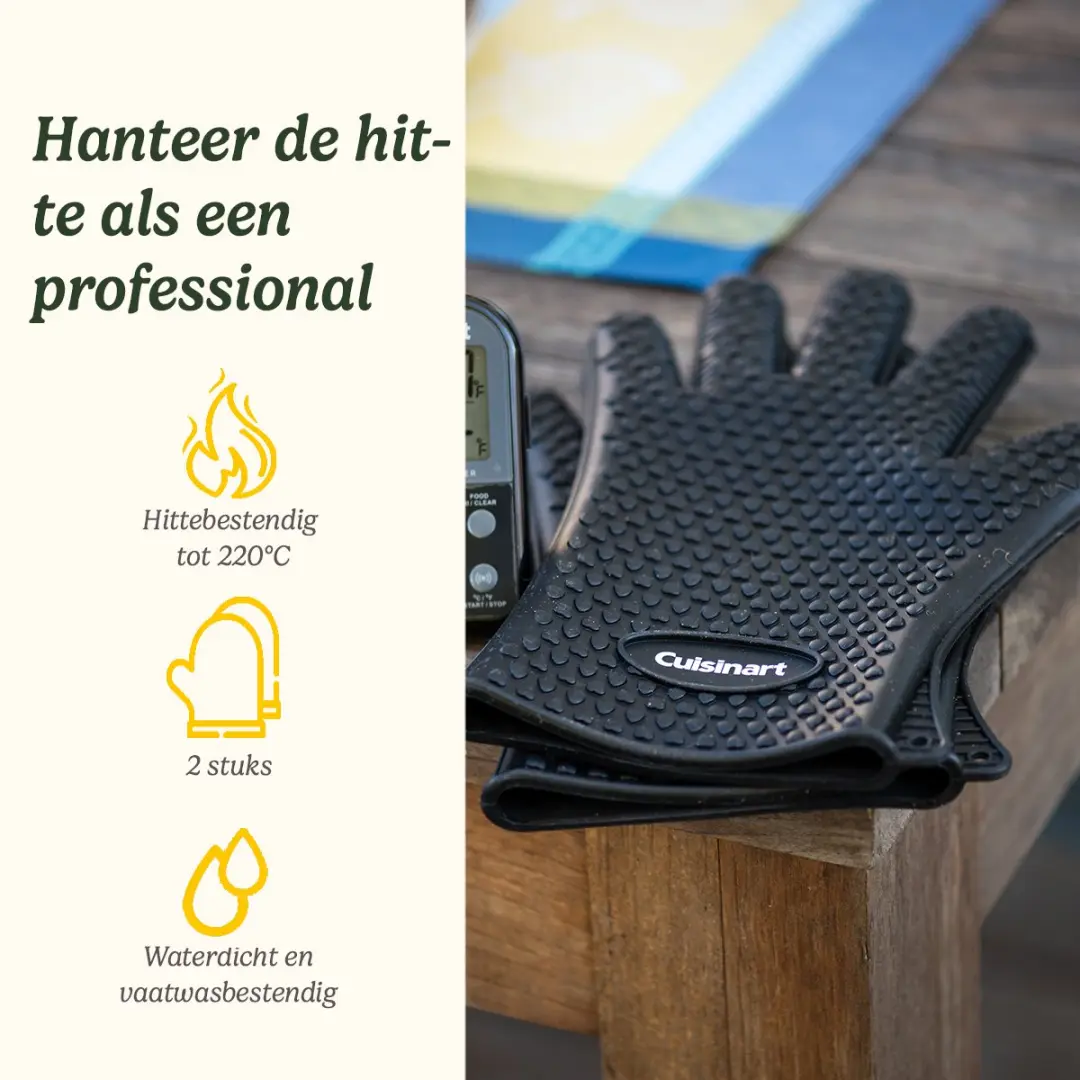 Cuisinart BBQ Handschoenen - Hittebestendig Siliconen - 2 Stuks - Zwart