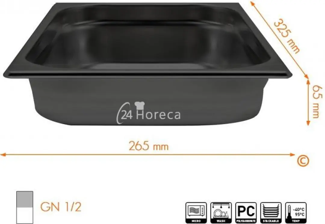 HENDI GN Container 4L - Zwart - 325x265x65mm - afbeelding 6 van 6