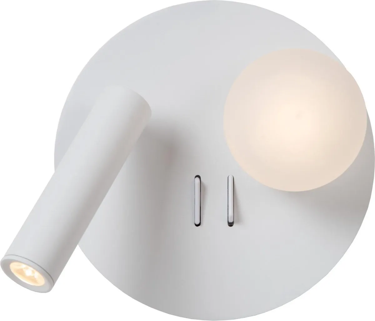 Lucide Matiz Bedlamp/Wandlamp Ø16,5cm - 3000K - USB Oplaadpunt - Wit