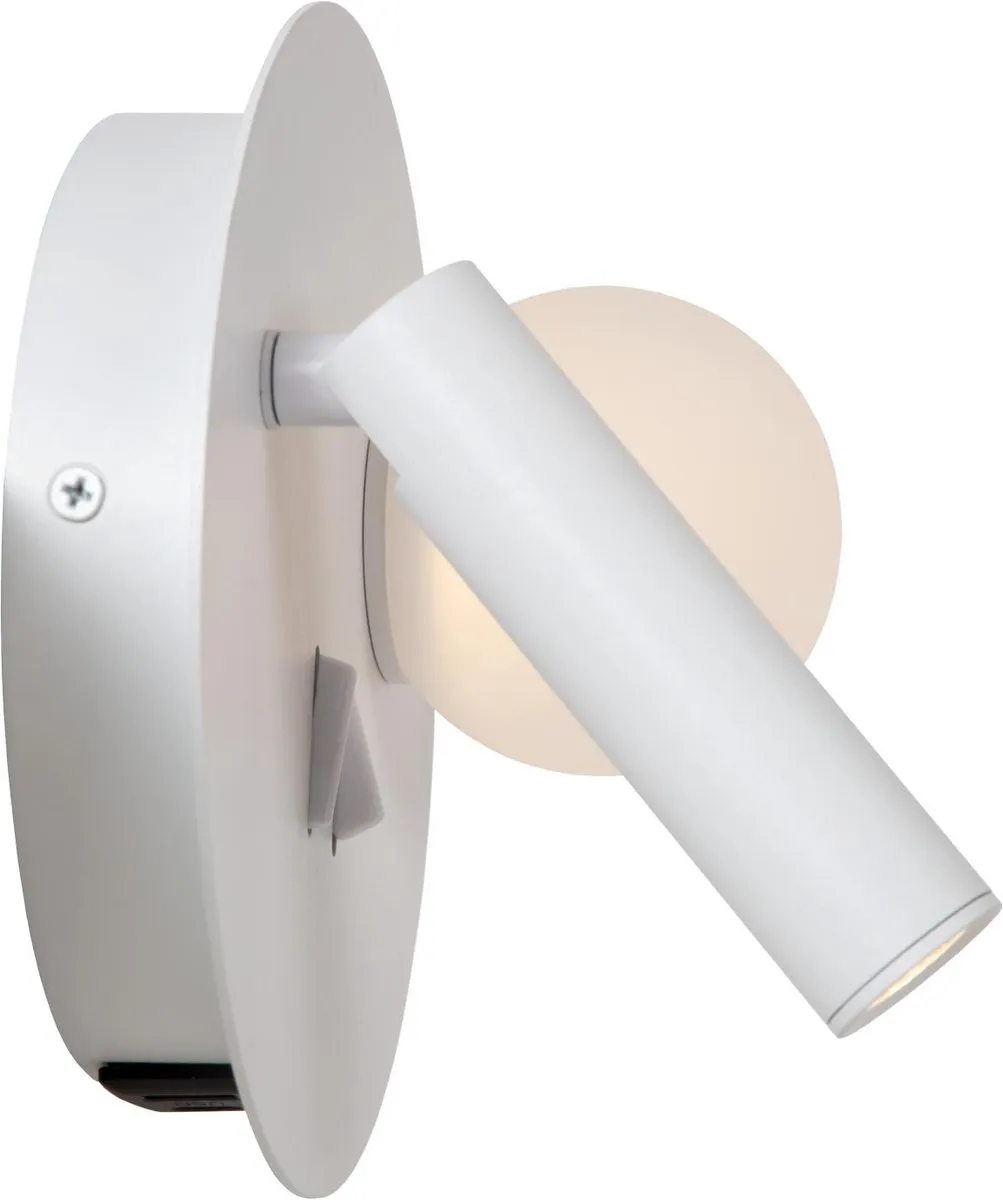 Lucide Matiz Bedlamp/Wandlamp Ø16,5cm - 3000K - USB Oplaadpunt - Wit