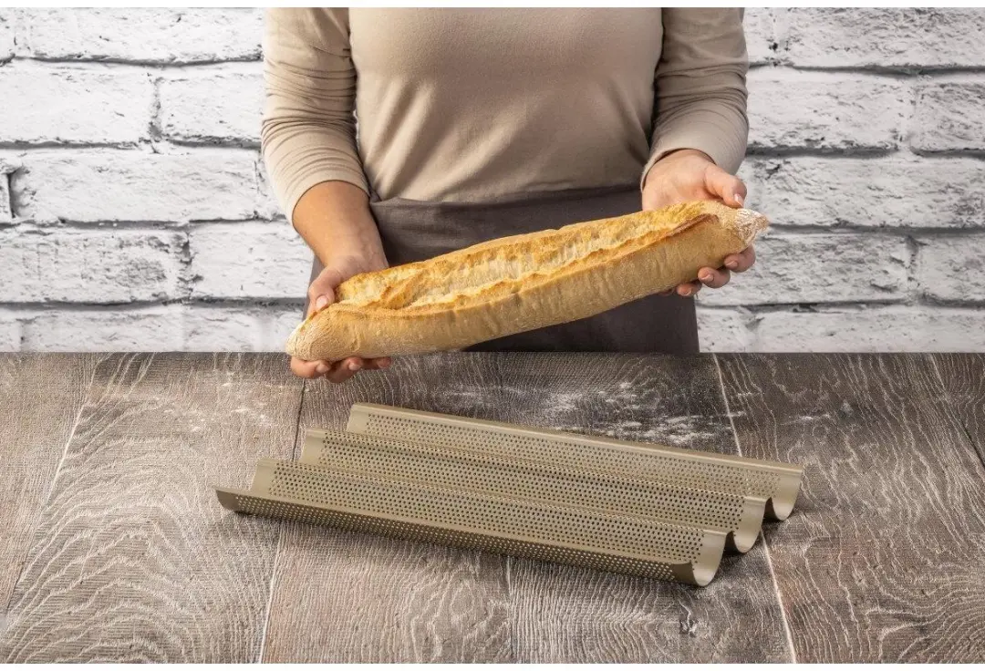 Zenker Mojave Gold Baguettevorm 3 Holtes - 38x27cm