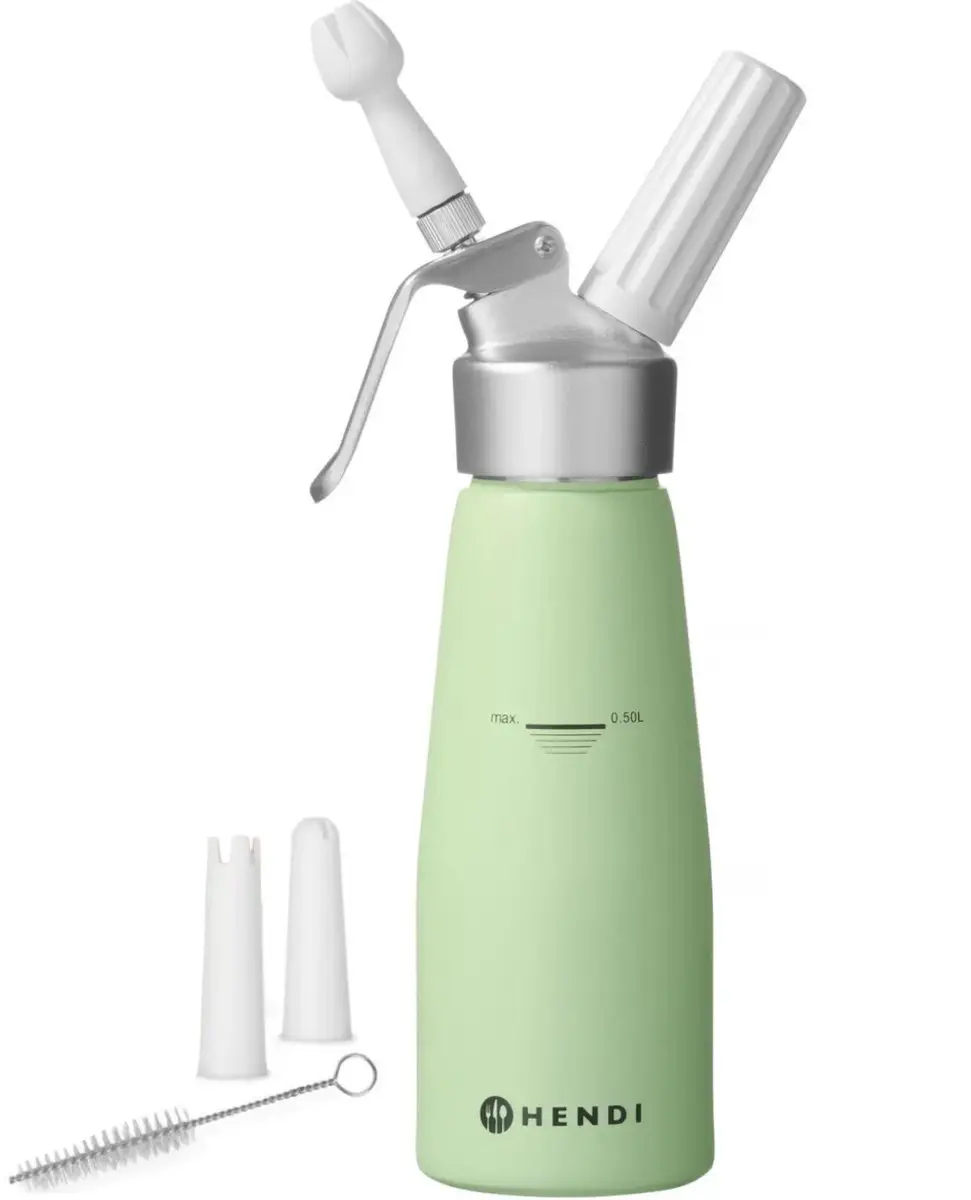 Hendi Slagroomapparaat 0,5L Pastelgroen - 3 Mondstukken