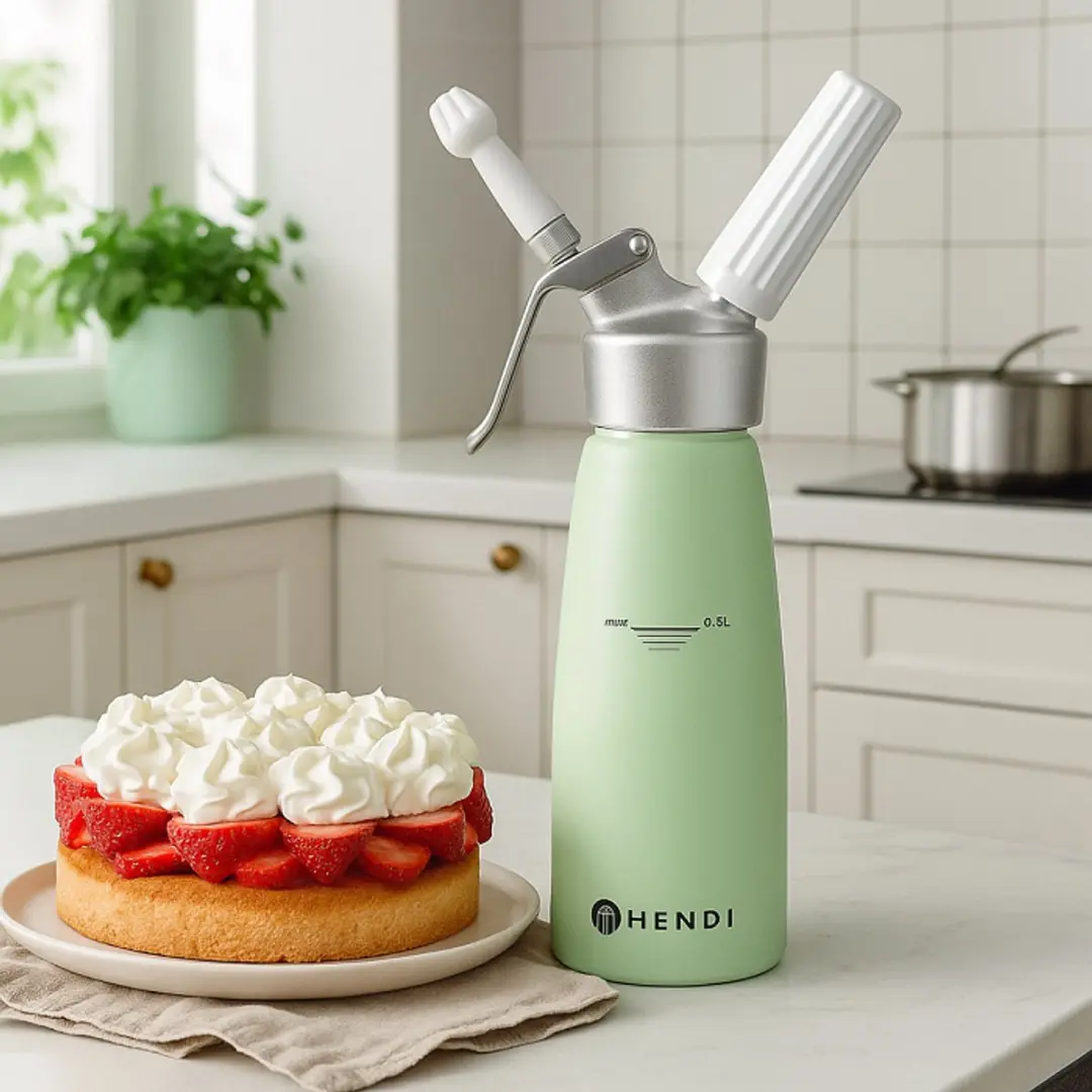 Hendi Slagroomapparaat 0,5L Pastelgroen - 3 Mondstukken