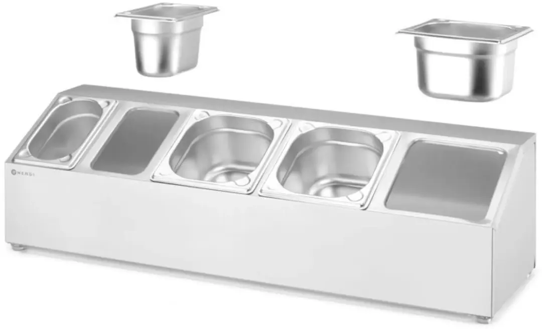 HENDI Gastronormhouder 5 Compartimenten RVS 74,5x24,5x21,5cm
