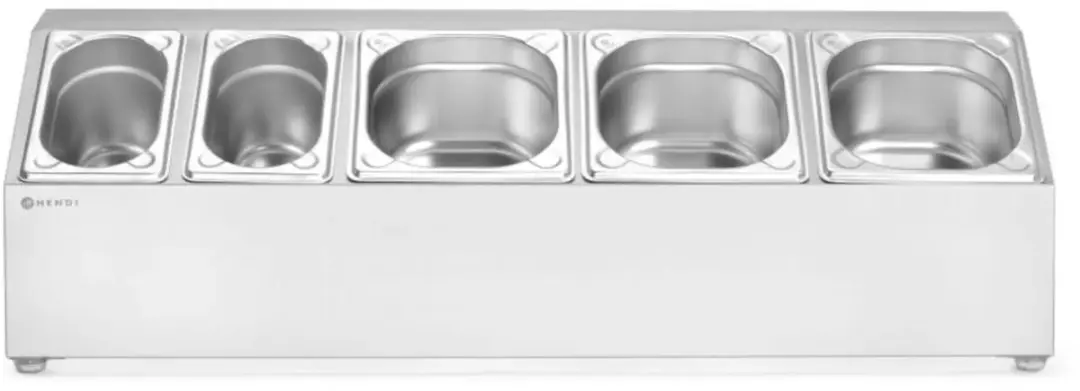 HENDI Gastronormhouder 5 Compartimenten RVS 74,5x24,5x21,5cm