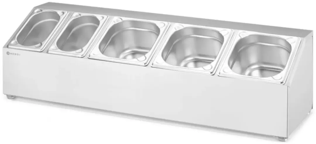 HENDI Gastronormhouder 5 Compartimenten RVS 74,5x24,5x21,5cm