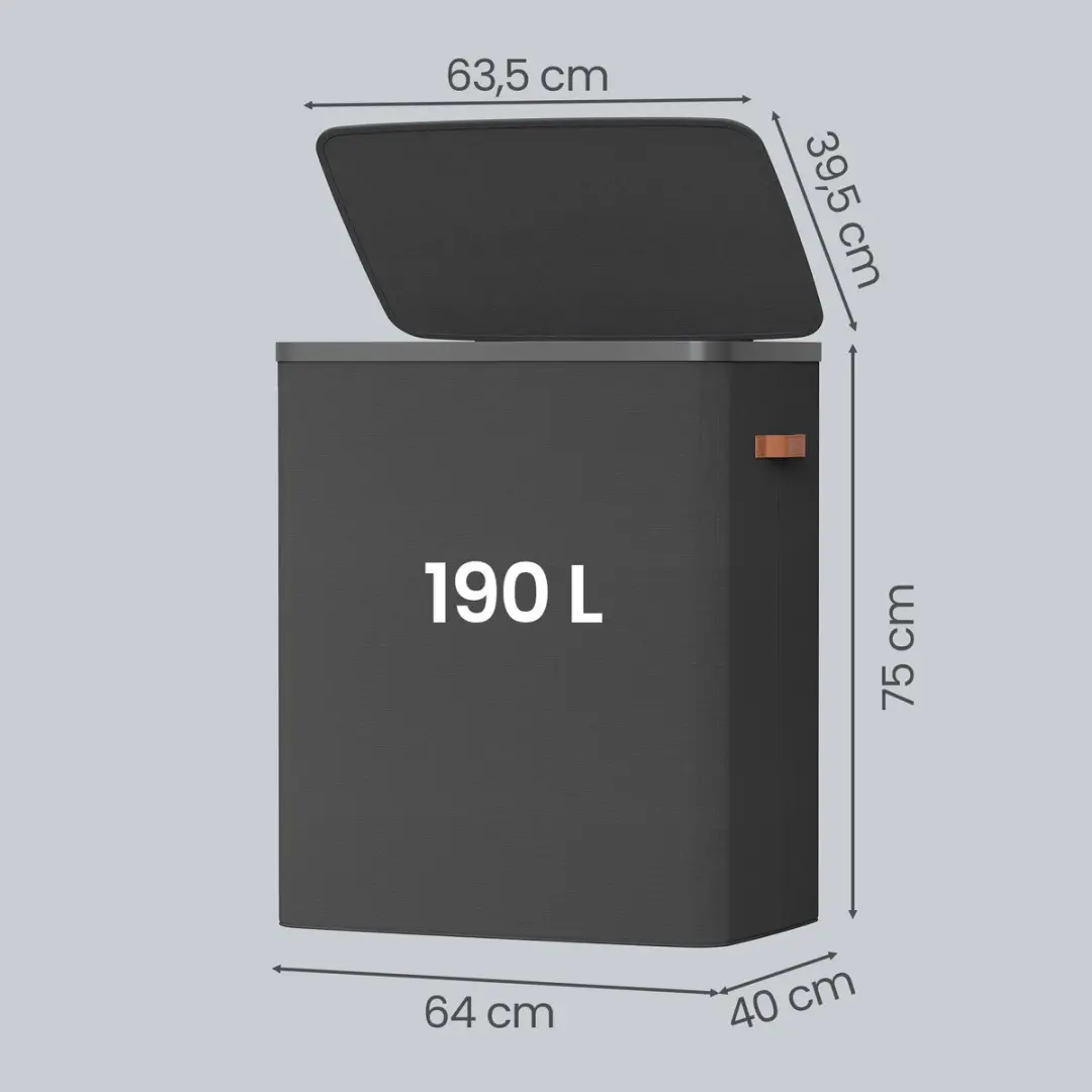 Songmics Wasmand LCB814BH01 190L - 3 Vakken - Met Deksel