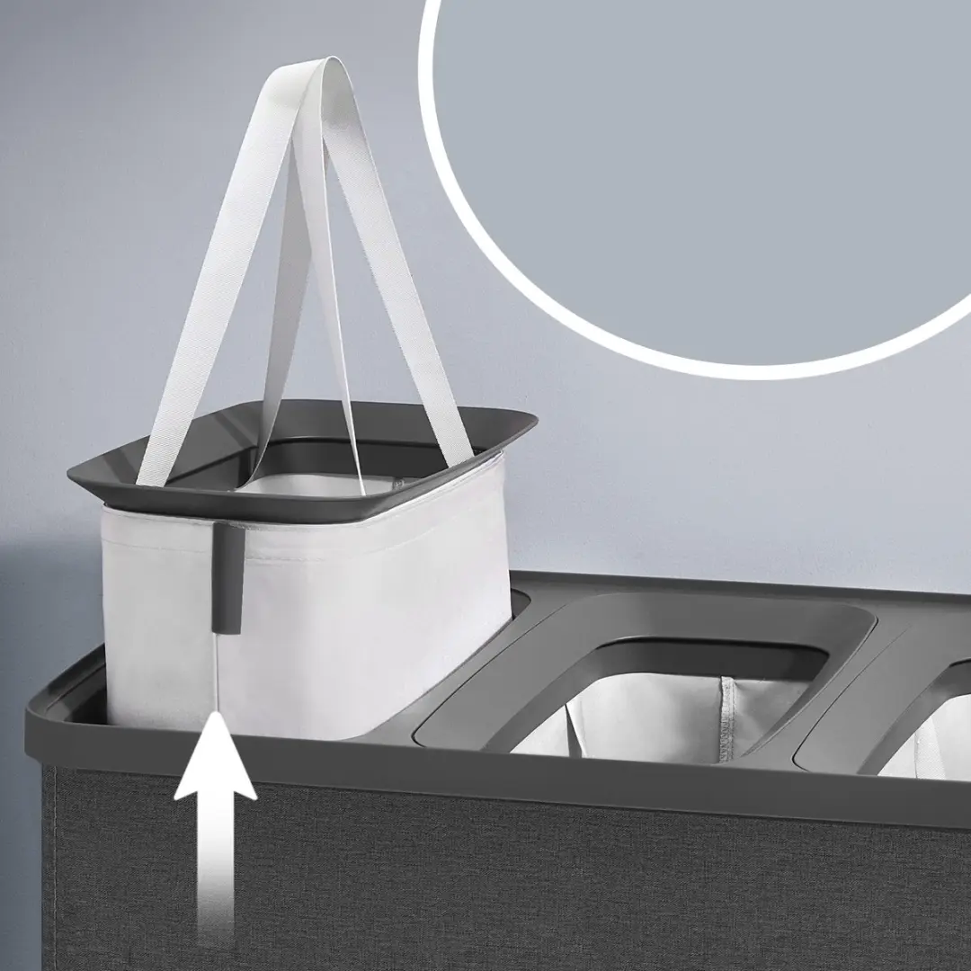 Songmics Wasmand LCB814BH01 190L - 3 Vakken - Met Deksel