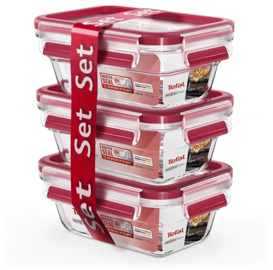 Tefal MasterSeal Glass Vershouddozen 3-delig - Rood