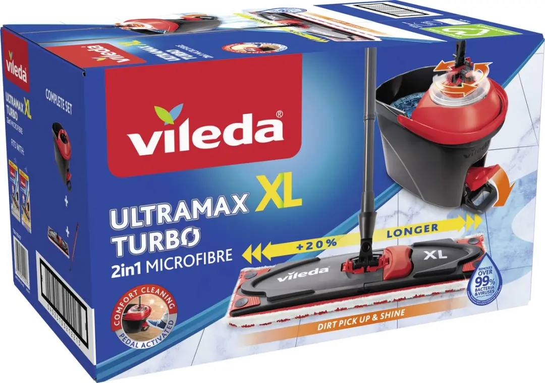 Vileda Ultramax Turbo XL Complete Set - Rood/Zwart - afbeelding 6 van 6