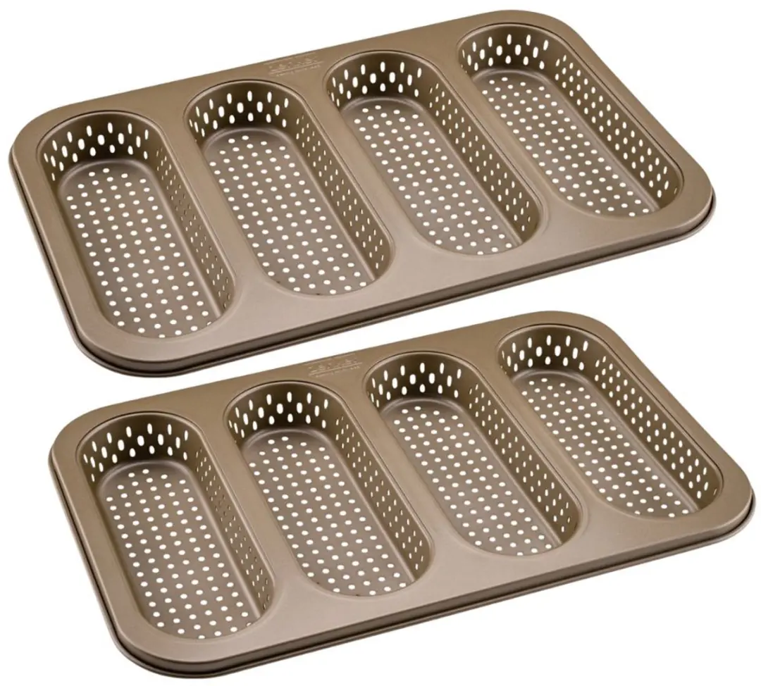 Zenker Mojave Gold Geperforeerde Broodvormen 2x Mini Baguette 33x22cm
