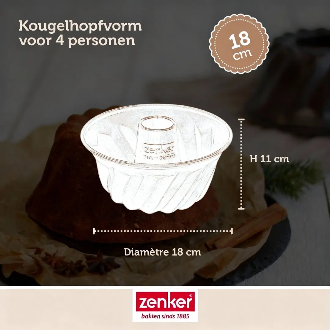 Zenker Bakset Mini Kouglofvorm 18cm - Zwart