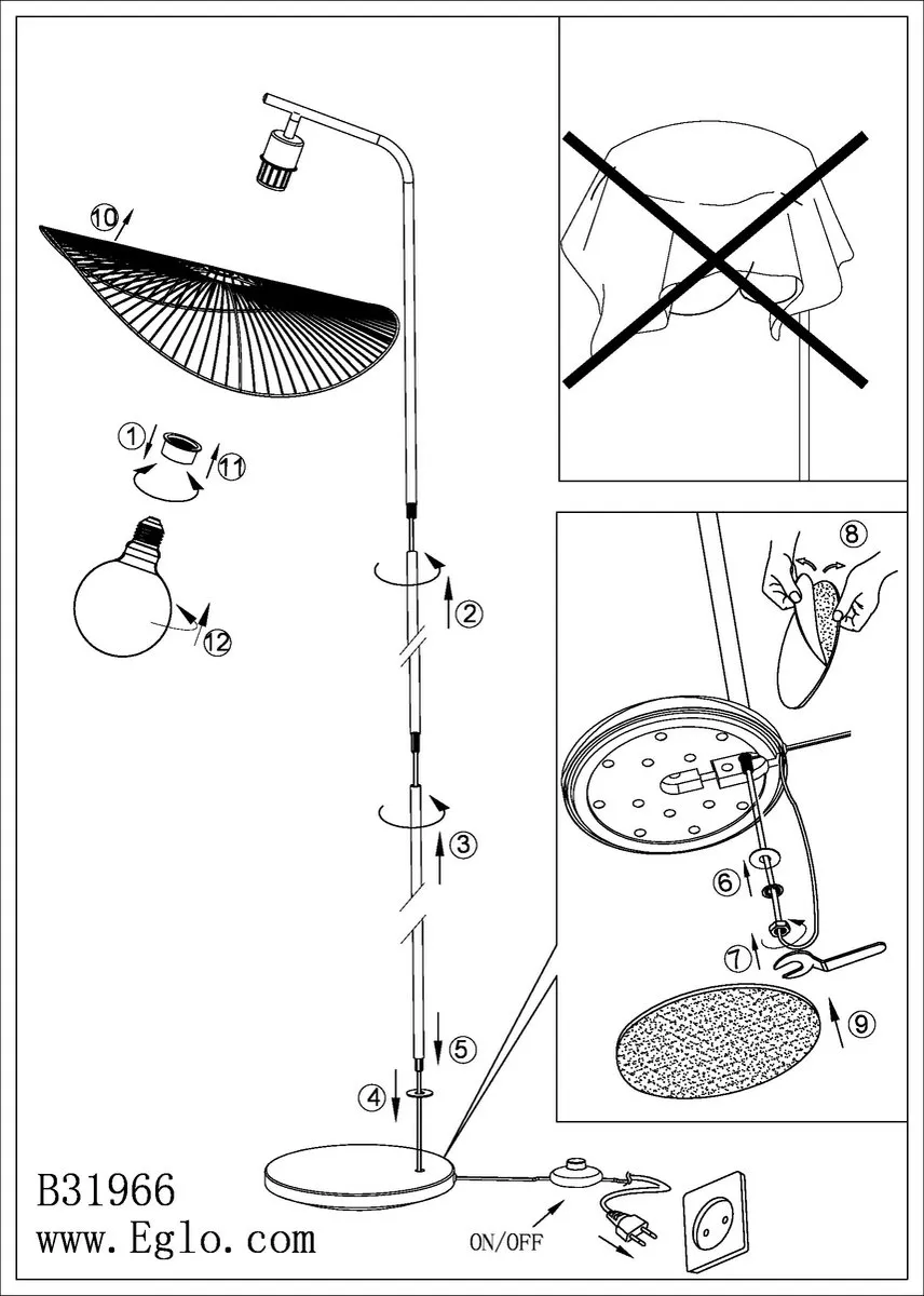 Eglo Siruela Vloerlamp E27 - 160cm - Bruin/Zwart