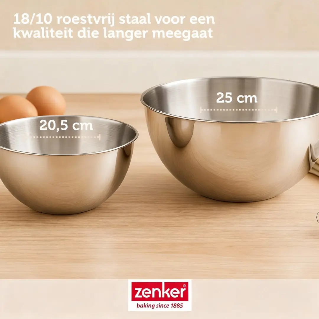 Zenker Bakkersset met uitschuifbare taartvorm 20-35cm - 2 Mengkommen