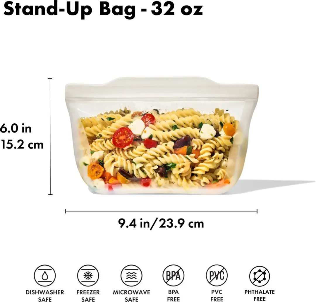 OXO Herbruikbare Stand-Up Zak 950ml - Transparant/Wit