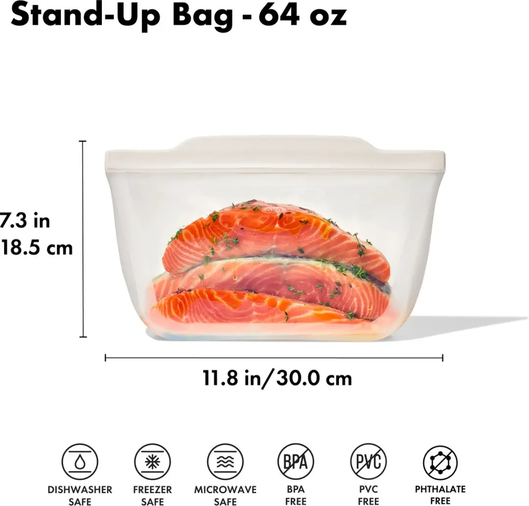 OXO Herbruikbare Stand-Up Zak 1.8L - Transparant/Wit