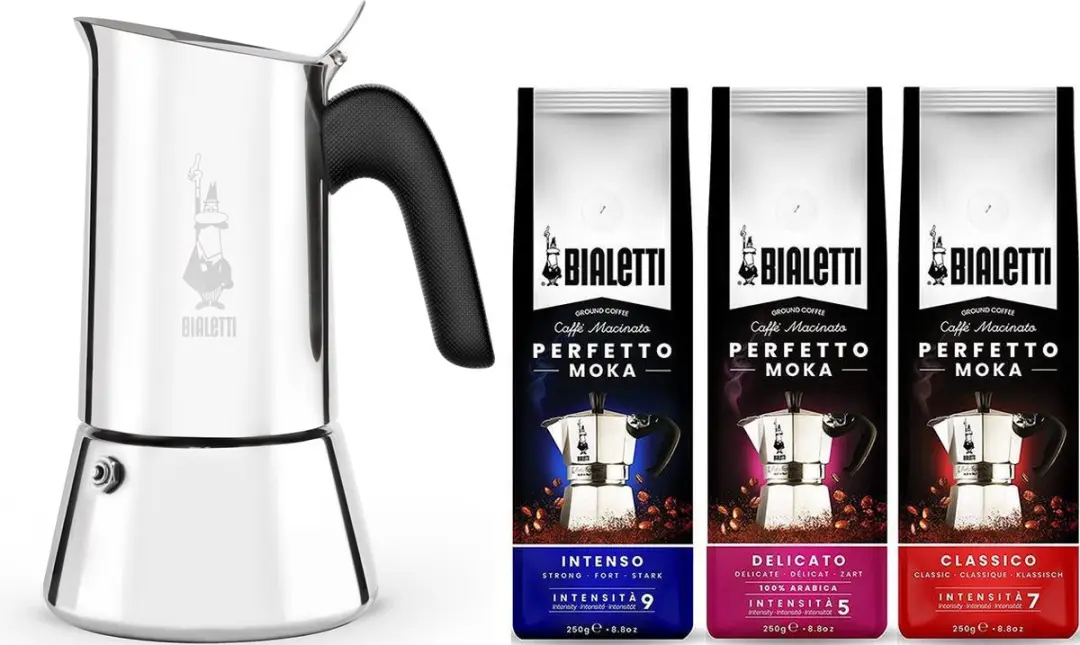 Bialetti Venus Percolator RVS 4 Koppen - 4x250g Koffieproefpakket
