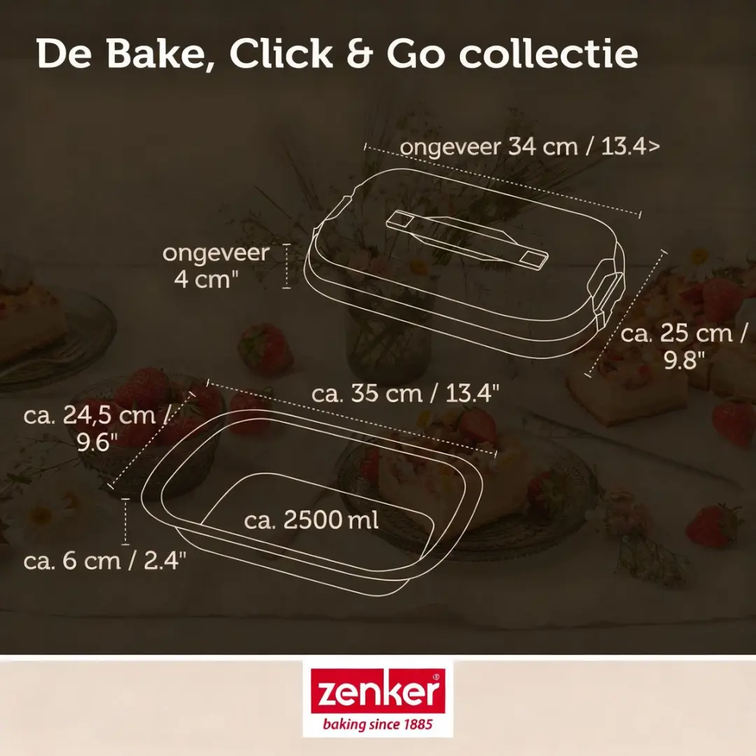 Zenker Bakvormset 34x24cm - met deksel & 2 kommen