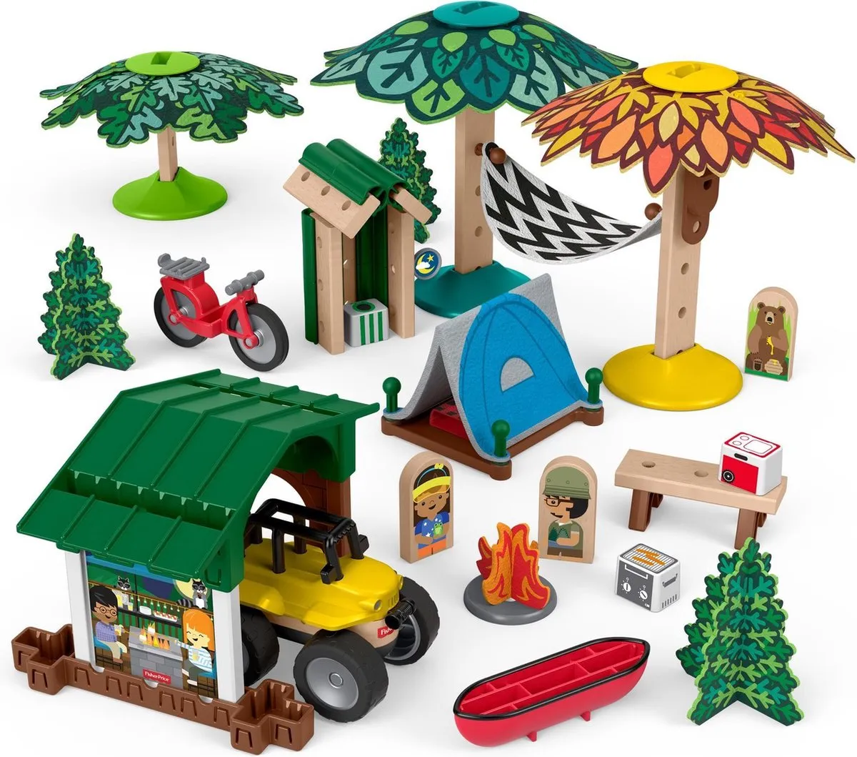 Fisher Price Wonder Makers Kampeerterrein - 70 Onderdelen - 40+ Figuren - Multicolor
