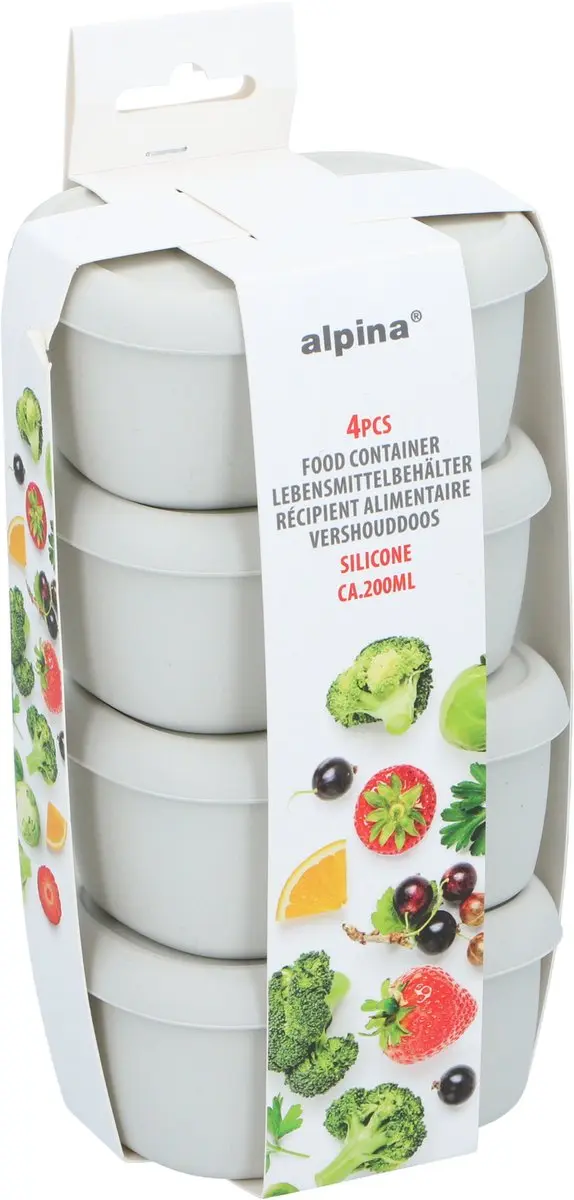 Alpina Silicone Foodcontainer 0.20L - 4-delig Lichtgrijs