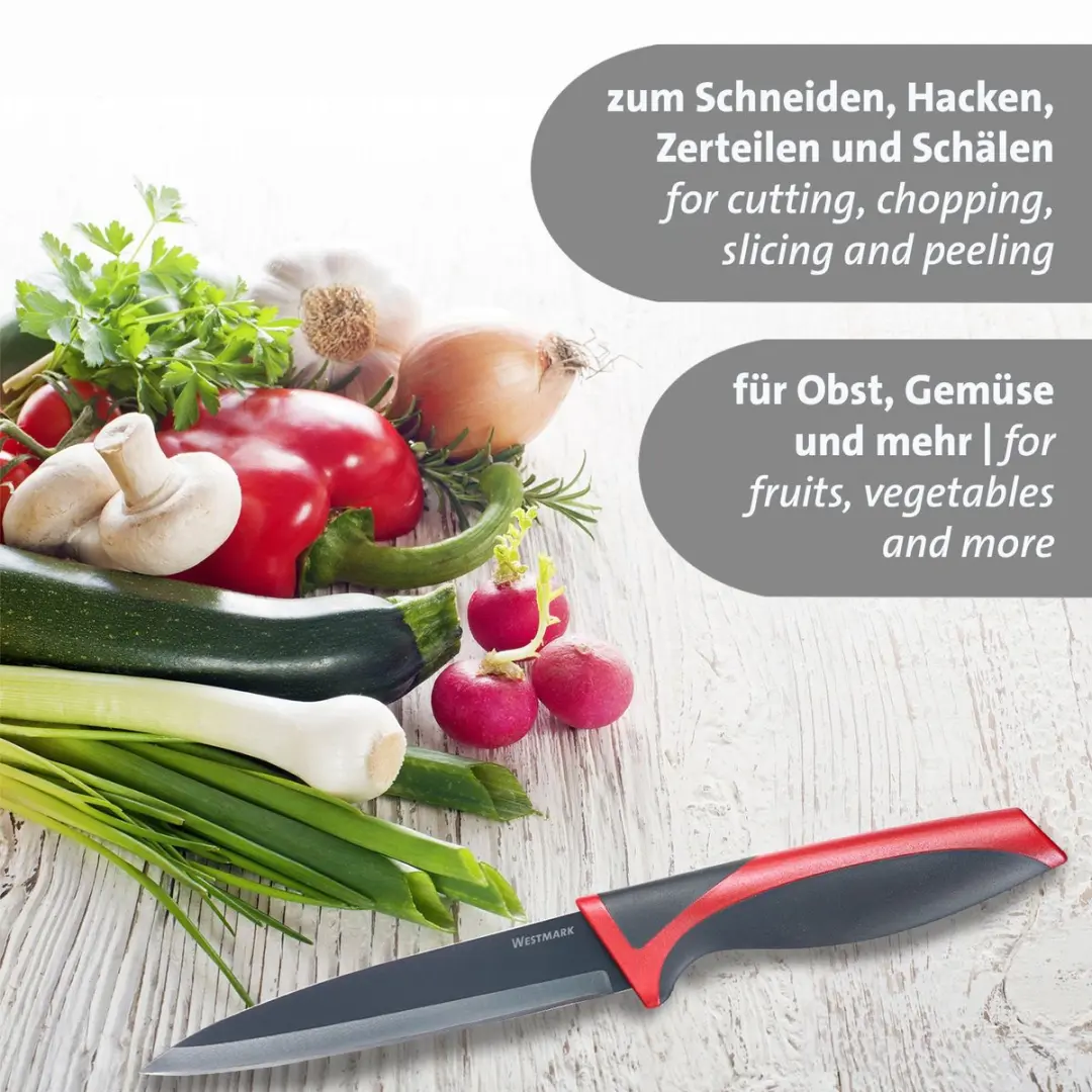 Westmark Universeel Groentemes 12cm - 2 Stuks - Antraciet/Rood - afbeelding 6 van 6