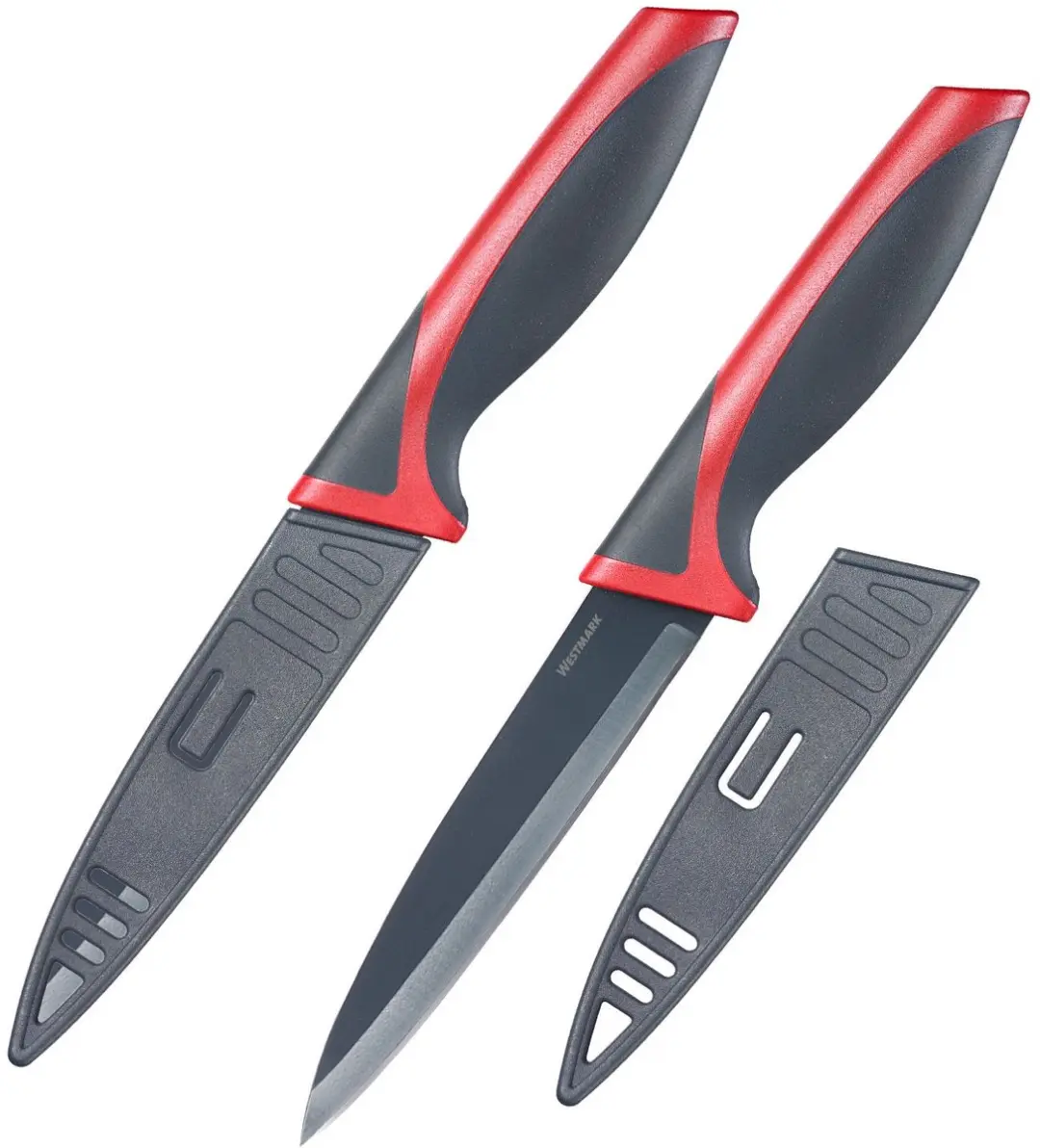 Westmark Universeel Groentemes 12cm - 2 Stuks - Antraciet/Rood