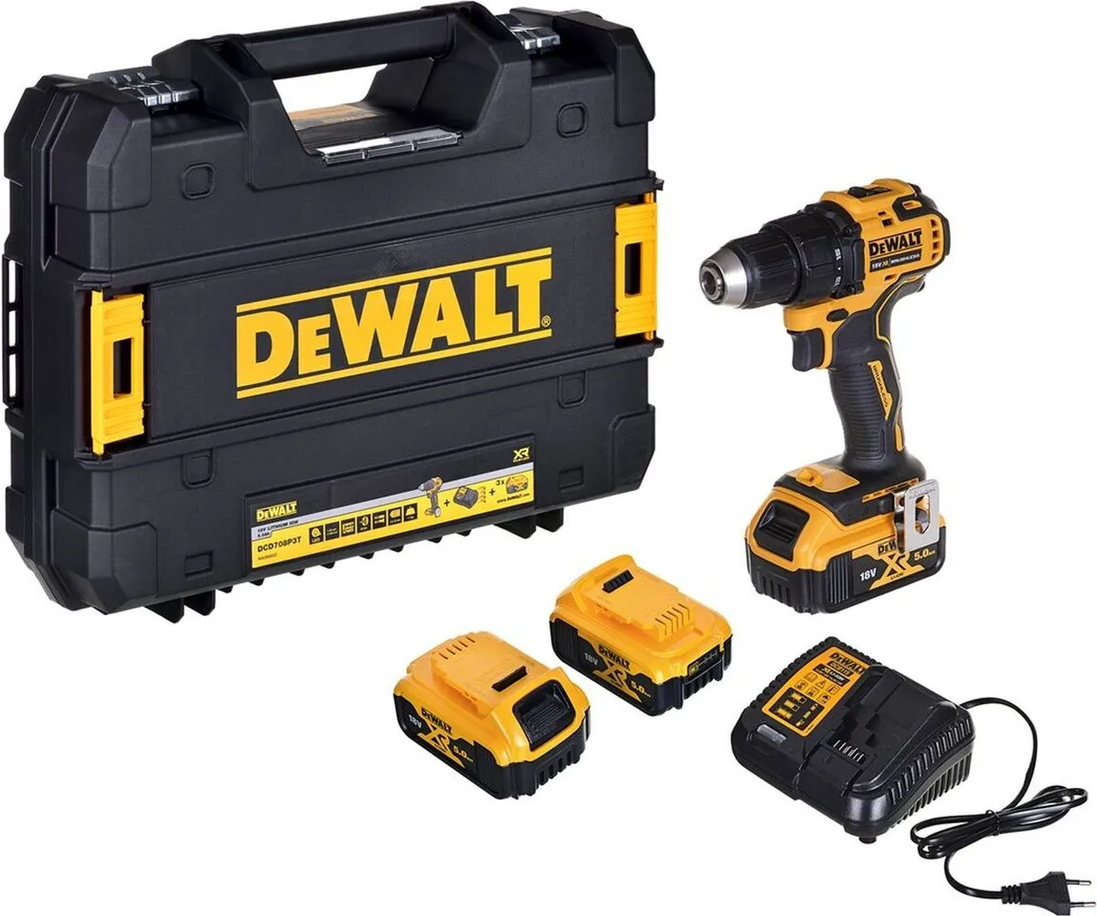 DeWalt DCD708 P3T Accuboormachine 18V 65Nm Borstelloos - 3x 5,0Ah Accu - afbeelding 6 van 6