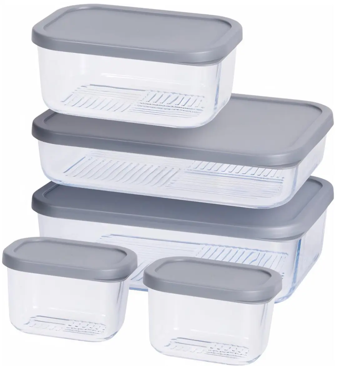 Excellent Houseware Vershoudbakjes 10x - 0.30L - Grijs/Transparant