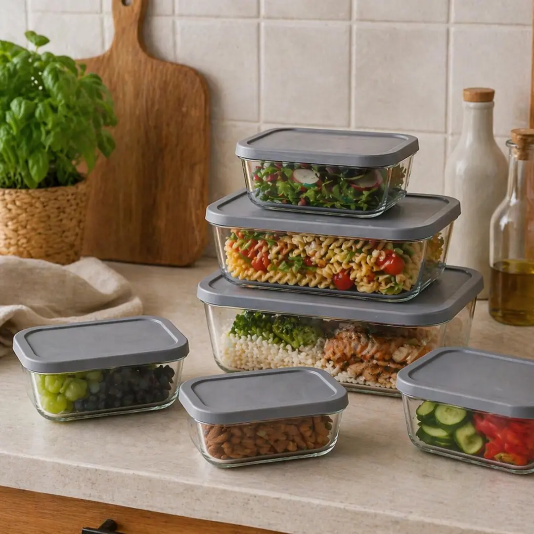 Excellent Houseware Vershoudbakjes 10x - 0.30L - Grijs/Transparant
