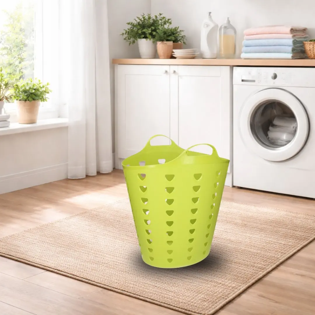 Excellent Houseware Flexibele Wasmand 60L - Groen