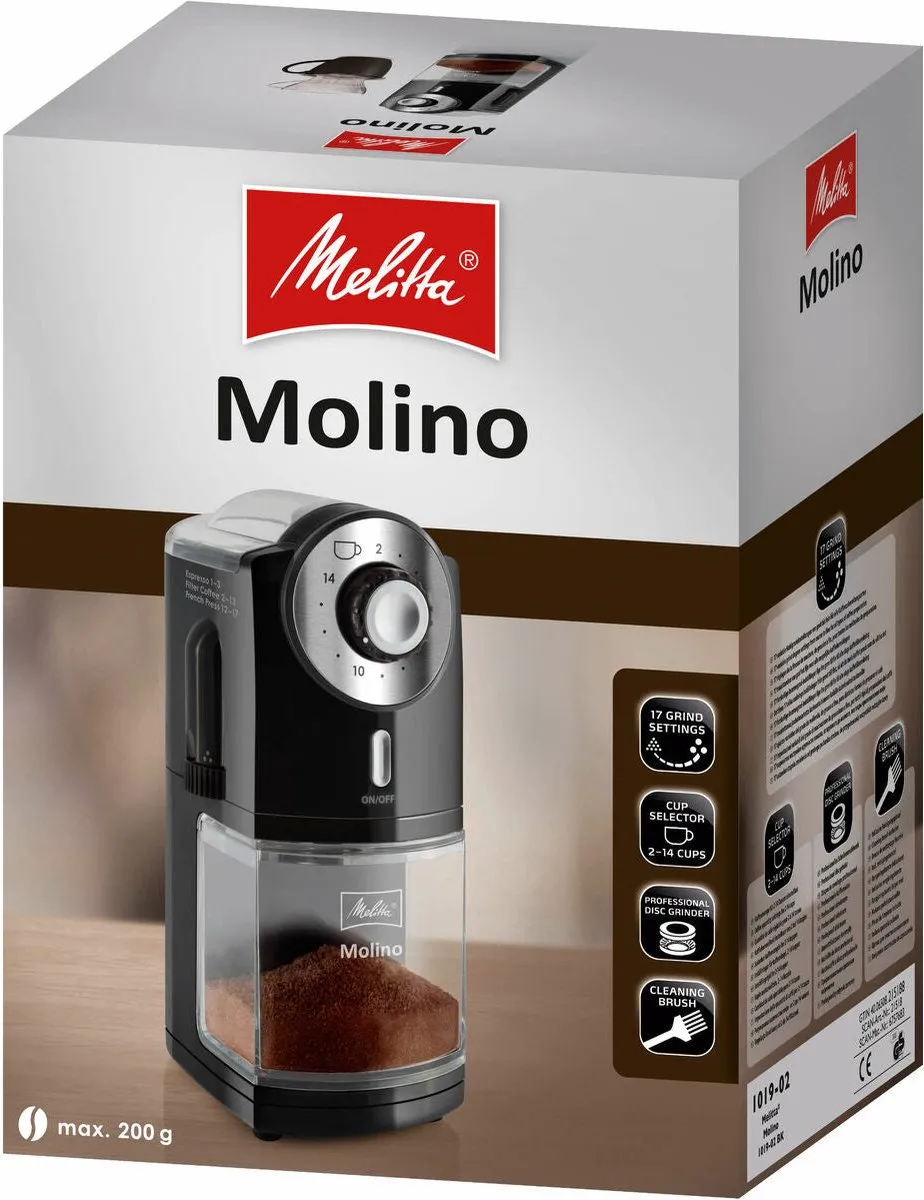 Melitta Molino Koffiemolen 6757677 - 200g - Zwart