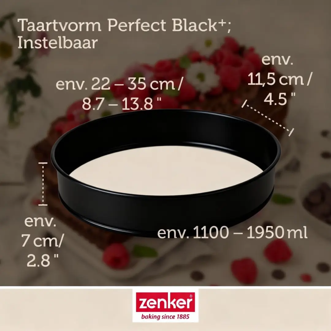 Zenker PerfectBack+ Uitrekbare Cakevorm 20-35cm - Zwart