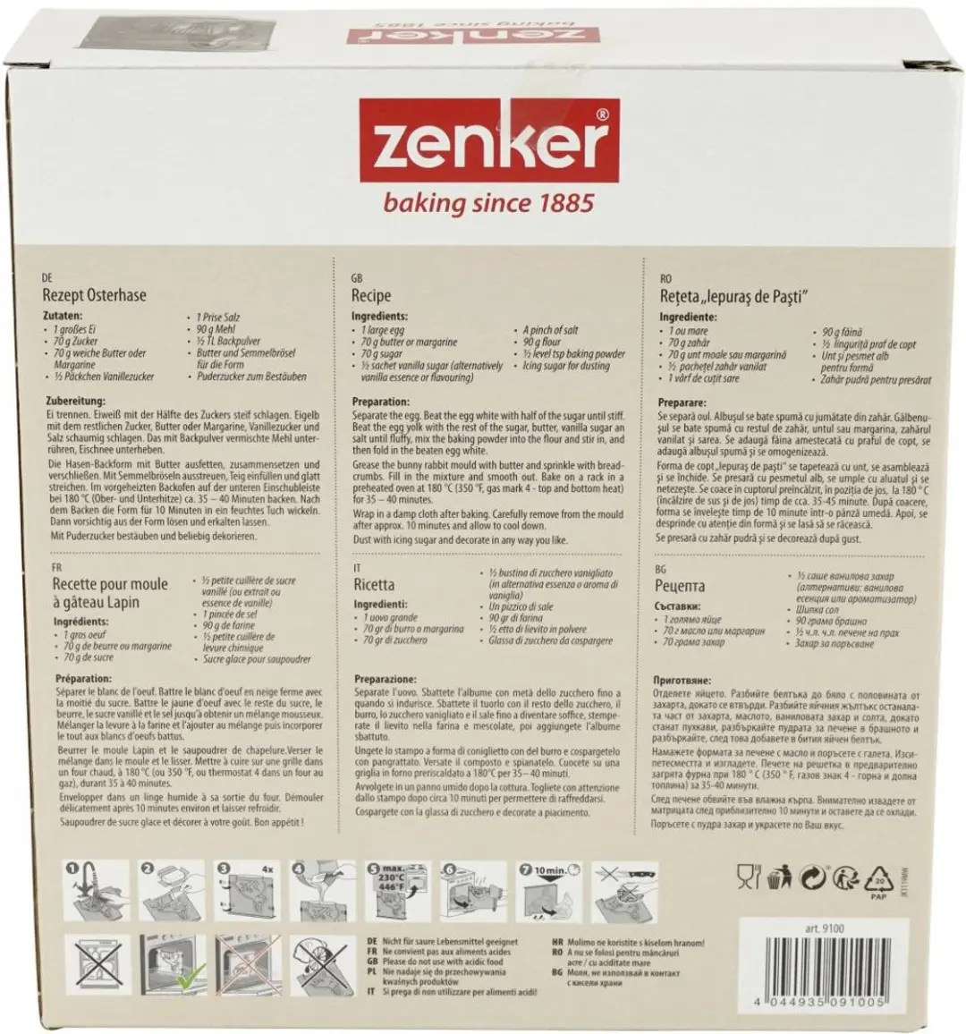 Zenker Pasen 3D Paashaas Mallenset & Koekjesvormpjes - 5 Stuks - Zwart