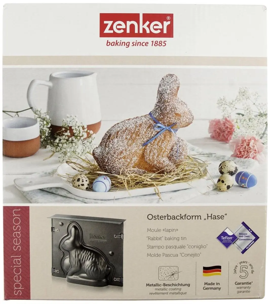 Zenker Pasen 3D Paashaas Mallenset & Koekjesvormpjes - 5 Stuks - Zwart
