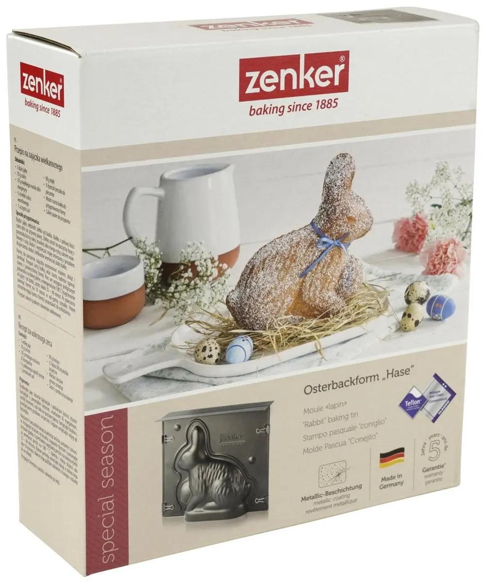Zenker Pasen 3D Paashaas Mallenset & Koekjesvormpjes - 5 Stuks - Zwart
