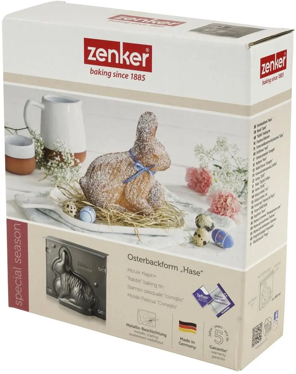 Zenker Pasen 3D Paashaas Mallenset & Koekjesvormpjes - 5 Stuks - Zwart